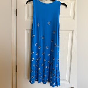 Loft Swing Dress with Blue Floral Pattern